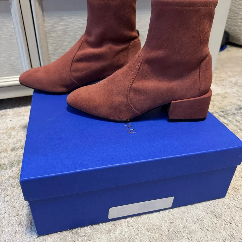 Women's Suede Ankle Boots - Rust - Picture 3 of 9